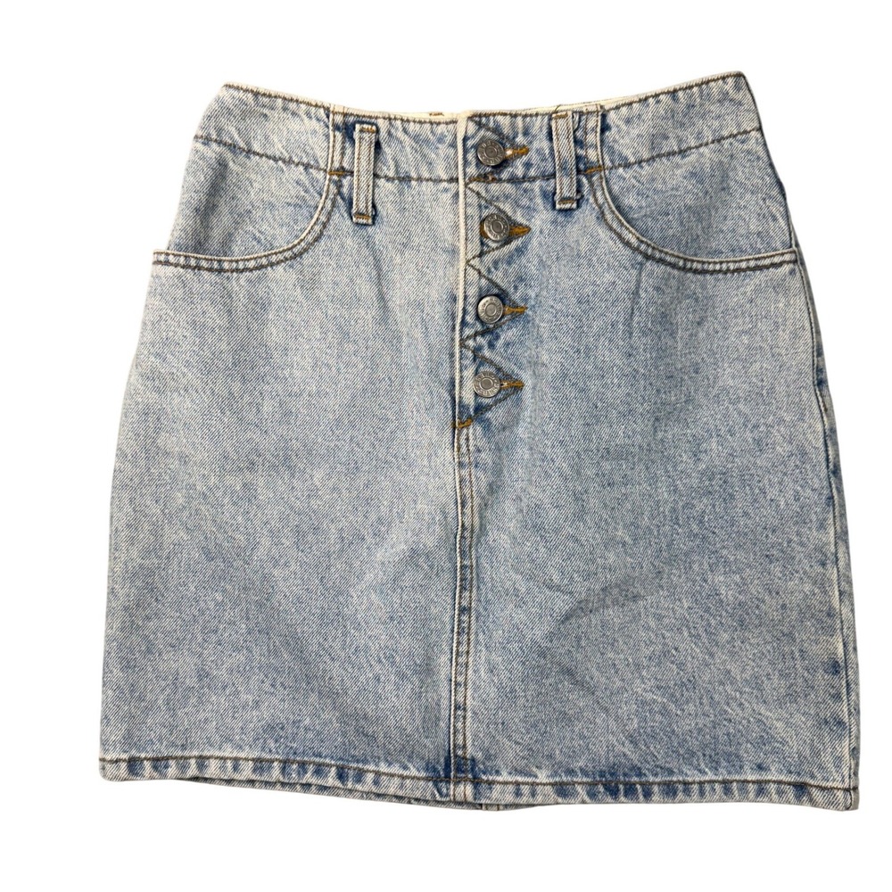 Vintage Guess Georges Marciano Denim‎ Mini Skirt Acid Wash Button Fly 10585 USA
